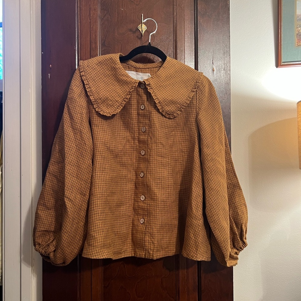Not Perfect Linen Modified Ely shirt in Ginger Checks, size M